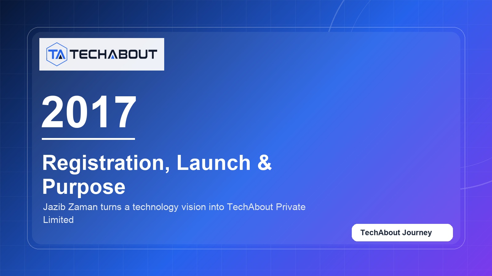2017: TechAbout registration, launch, and Jazib Zaman's founding purpose