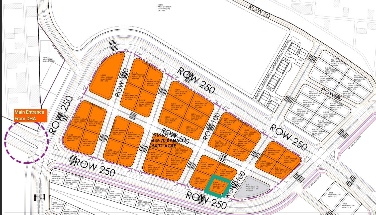TechAbout Central plot B-16-04 location within the NSIT IT District, showing surrounding plots and roads