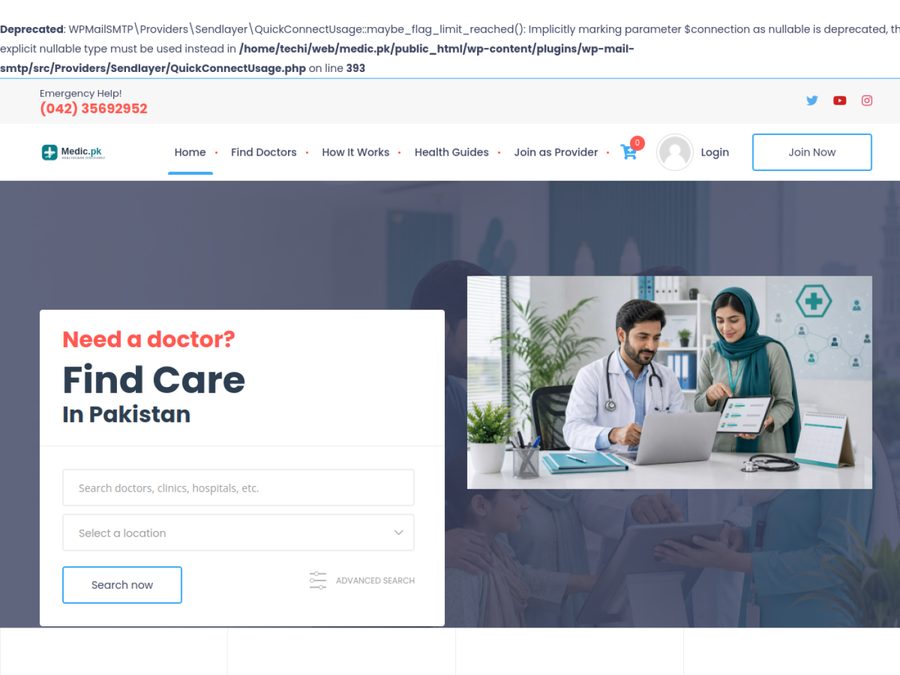 Medic.pk homepage screenshot