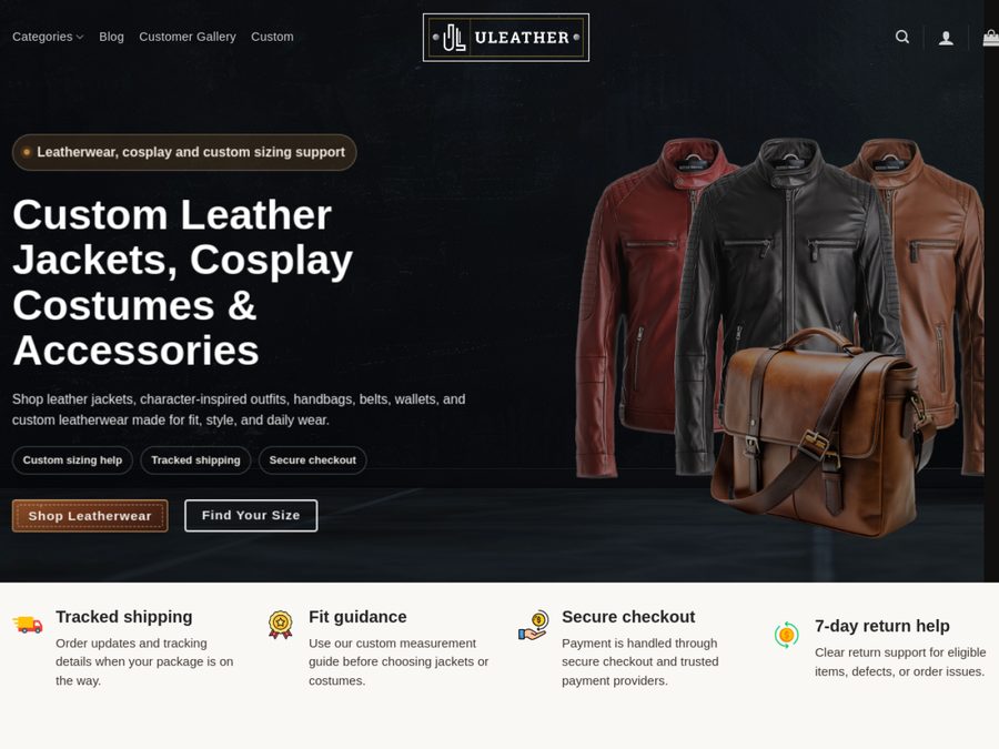 uleather.com homepage
